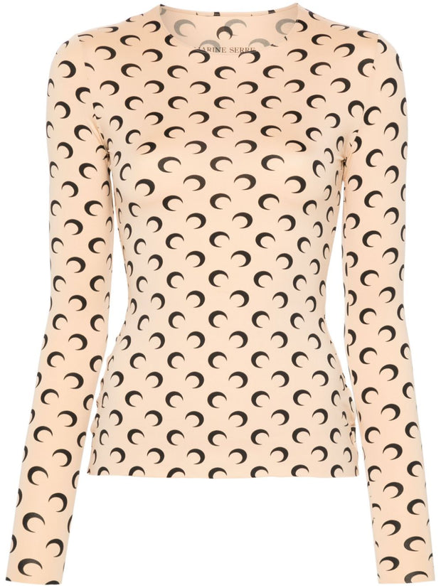 MARINE SERRE Moon Print Second Skin Top - Beige