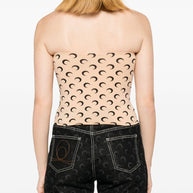 MARINE SERRE Moon Offshoulder Tube Top - Beige