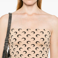 MARINE SERRE Moon Offshoulder Tube Top - Beige
