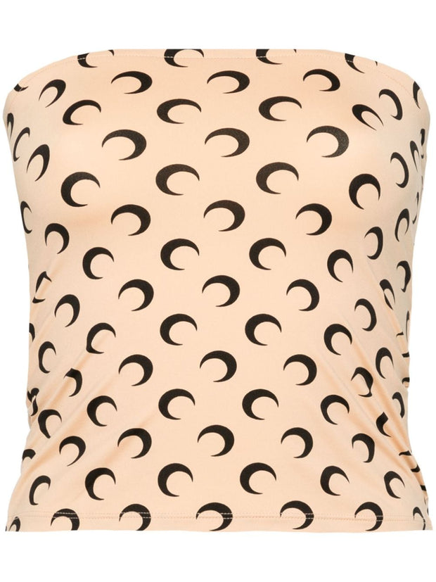 MARINE SERRE Moon Offshoulder Tube Top - Beige