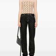 MARINE SERRE Moon Offshoulder Tube Top - Beige