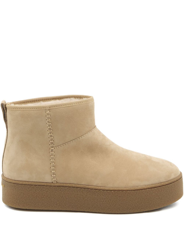 HOGAN PRE Suede Platform Ankle Boots - Beige