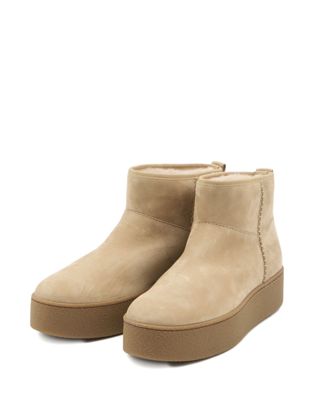 HOGAN PRE Suede Platform Ankle Boots - Beige