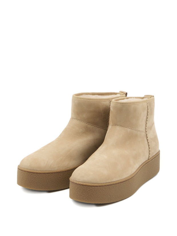 HOGAN PRE Suede Platform Ankle Boots - Beige