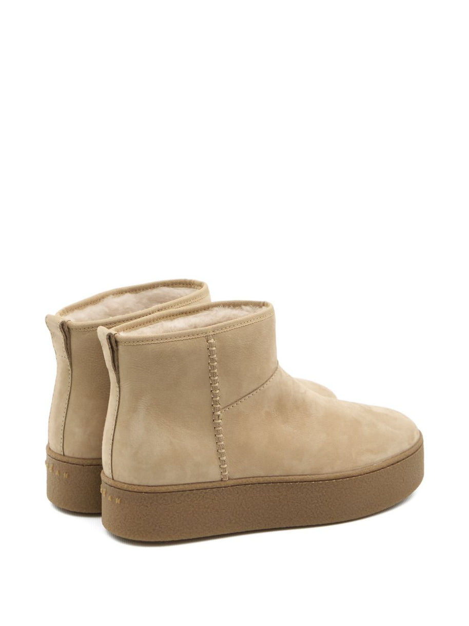 HOGAN PRE Suede Platform Ankle Boots - Beige