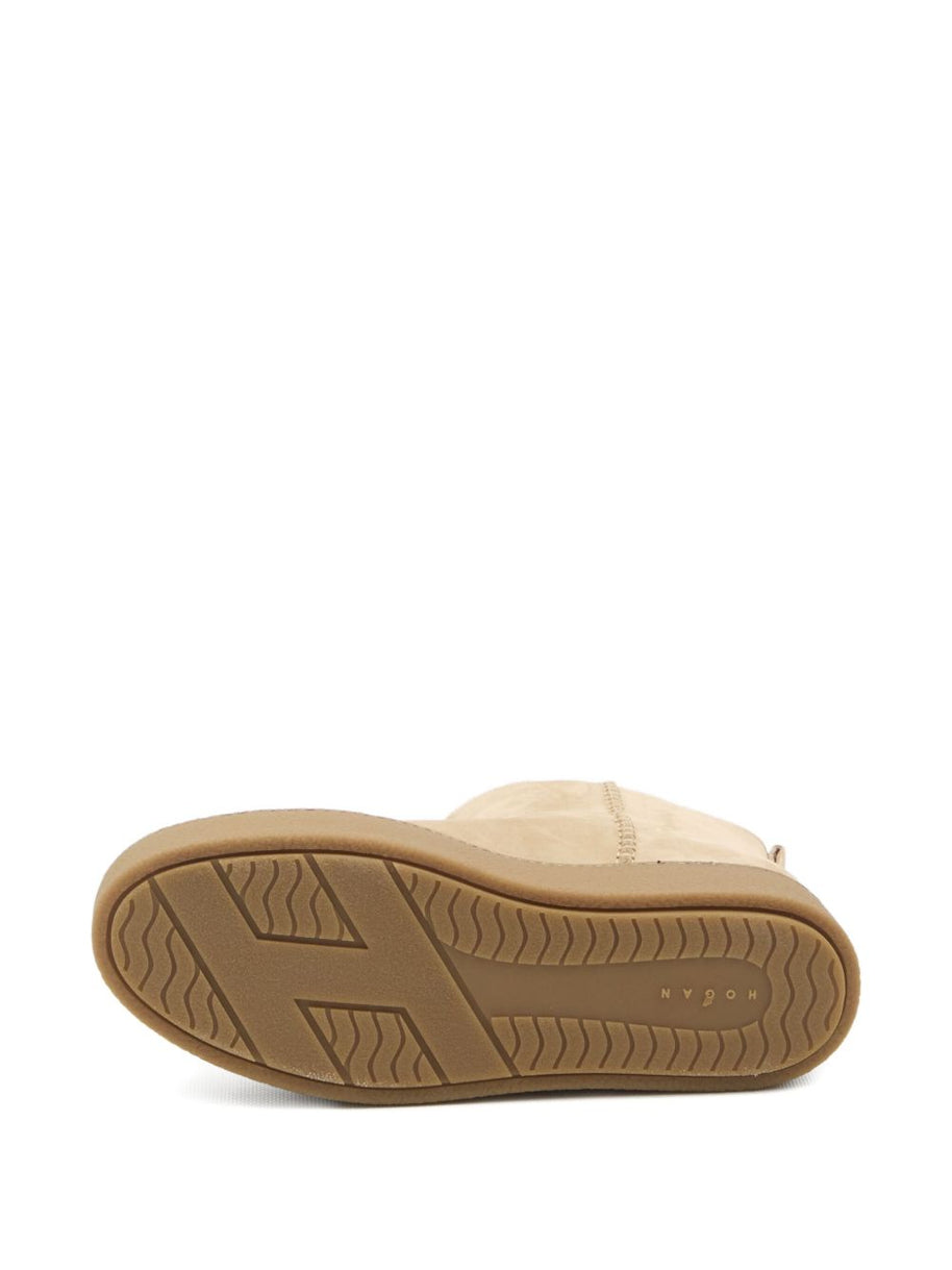 HOGAN PRE Suede Platform Ankle Boots - Beige