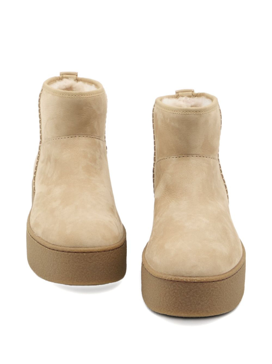 HOGAN PRE Suede Platform Ankle Boots - Beige
