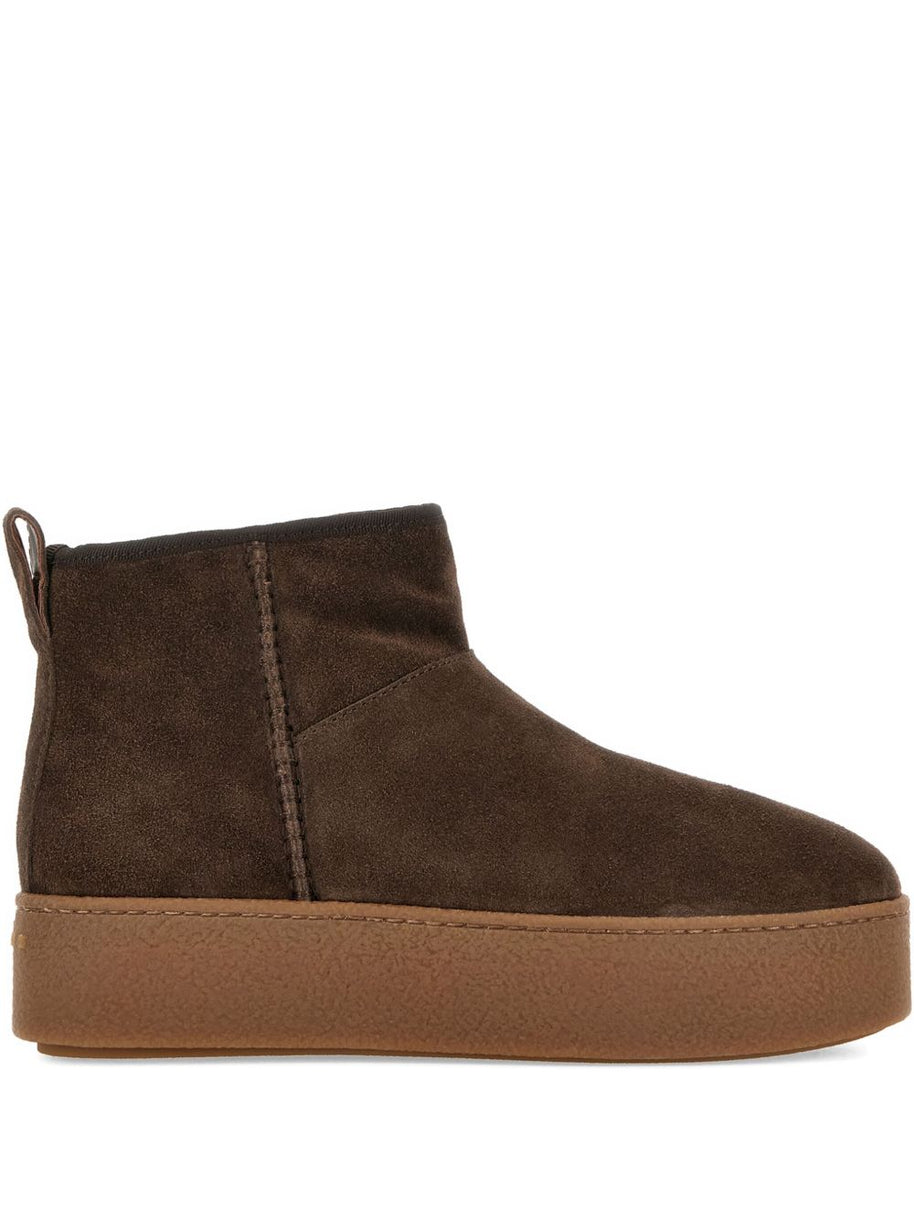 HOGAN PRE Suede Platform Ankle Boots - Brown