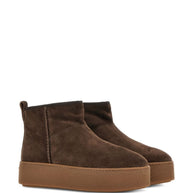 HOGAN PRE Suede Platform Ankle Boots - Brown