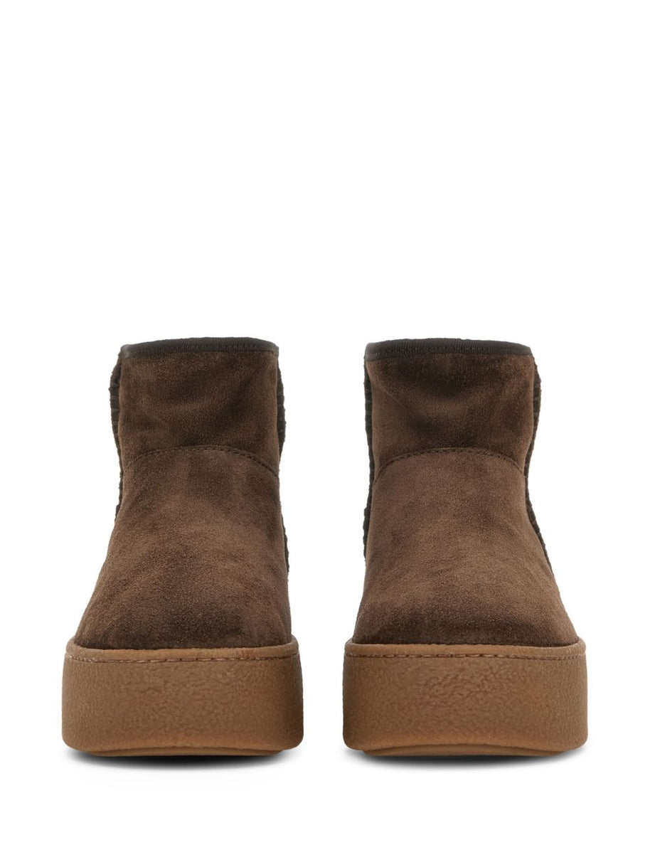 HOGAN PRE Suede Platform Ankle Boots - Brown