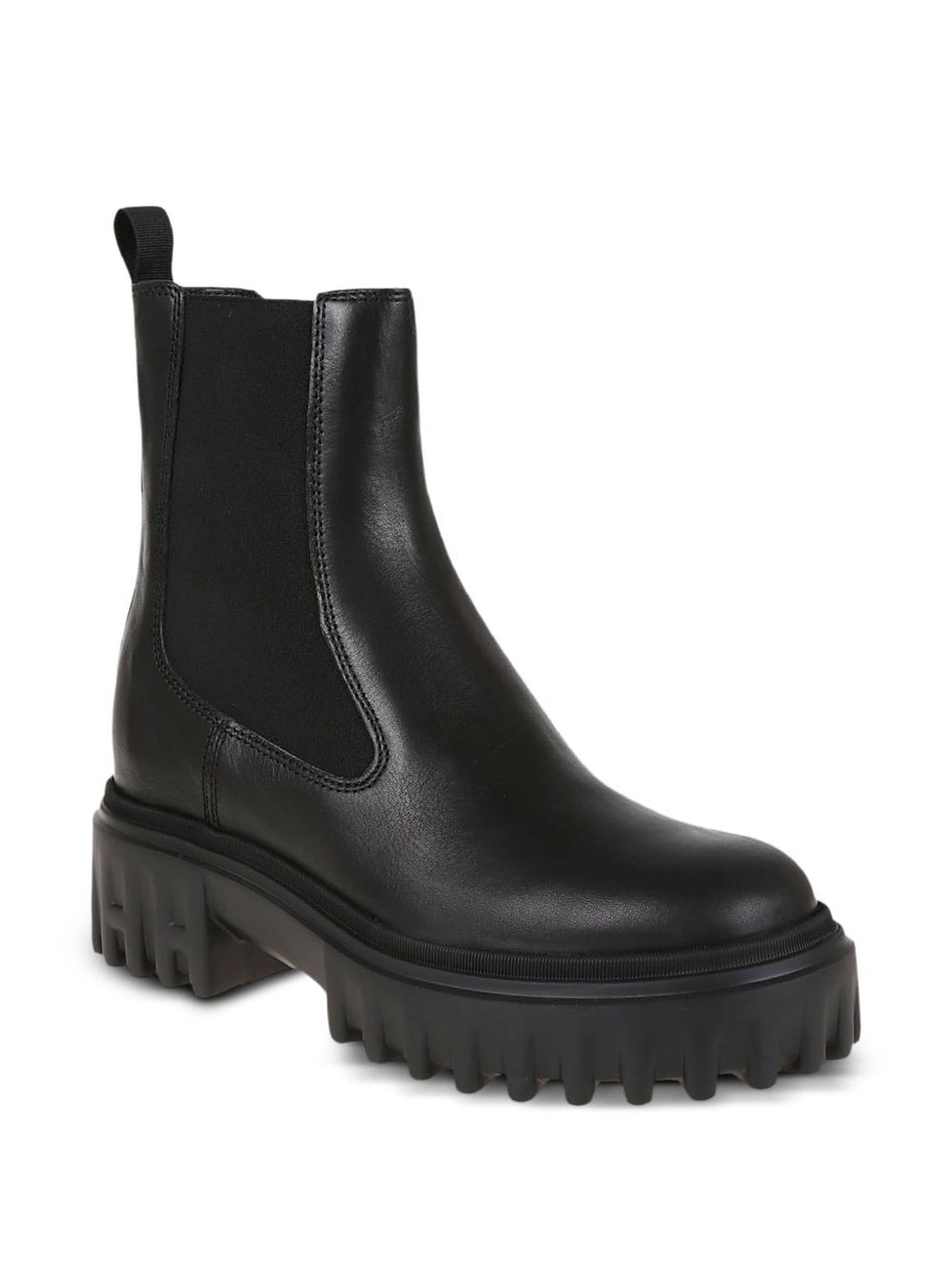 HOGAN PRE Leather Platform Ankle Boots - Black