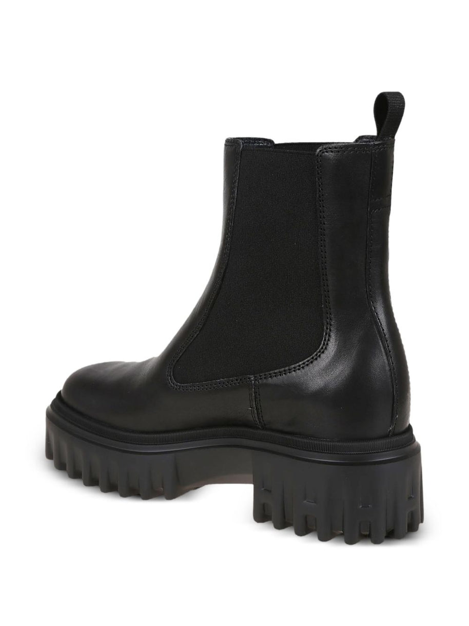 HOGAN PRE Leather Platform Ankle Boots - Black