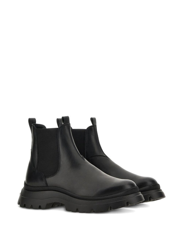 HOGAN PRE Leather Ankle Boots - Black