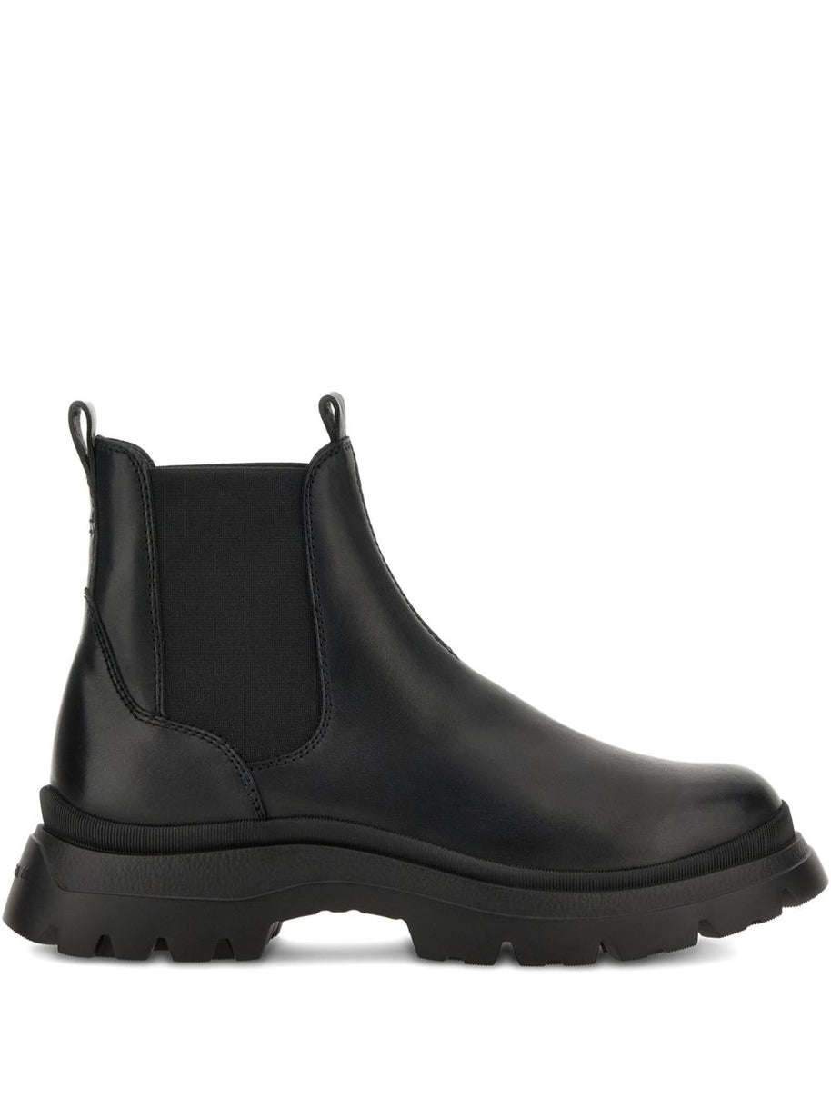 HOGAN PRE Leather Ankle Boots - Black