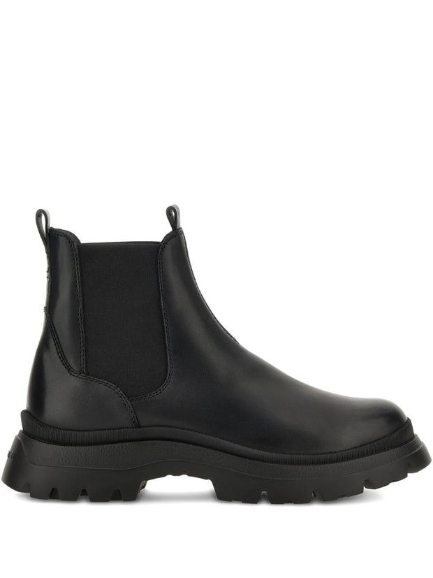 HOGAN PRE Leather Ankle Boots - Black