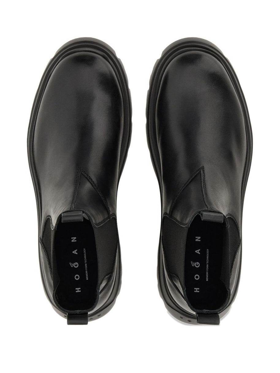 HOGAN PRE Leather Ankle Boots - Black