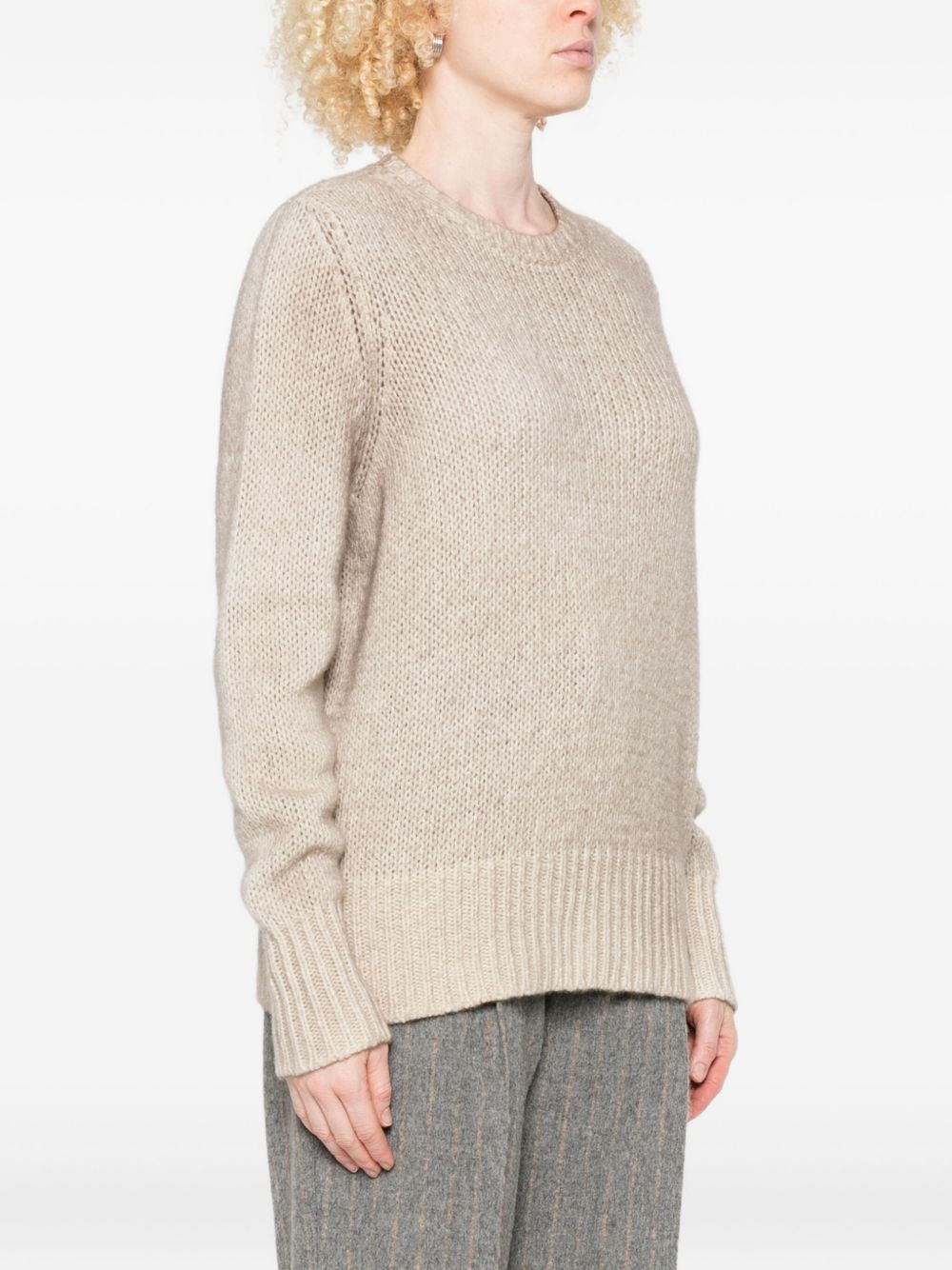 Avant Toi Cashmere Crewneck Pullover Sweater - Beige