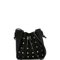 Forte Forte Crystal Embellished Suede Leather Small Bucket Bag - Black
