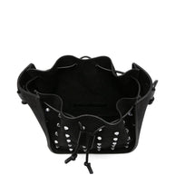 Forte Forte Crystal Embellished Suede Leather Small Bucket Bag - Black