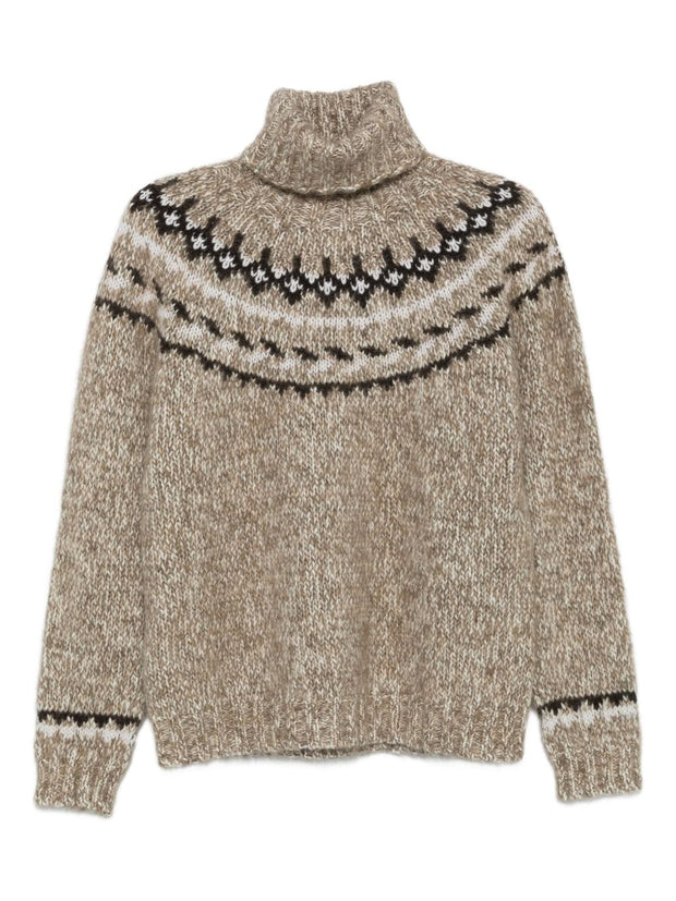 Parosh Wool Blend Roll Neck Sweater - Beige