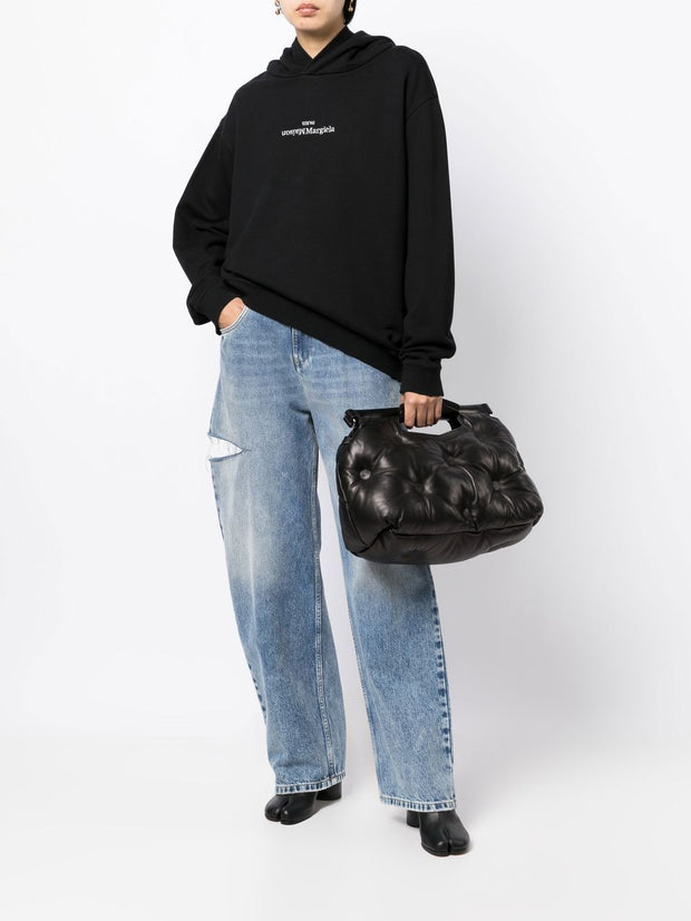 Maison Margiela Logo Cotton Hoodie - Black