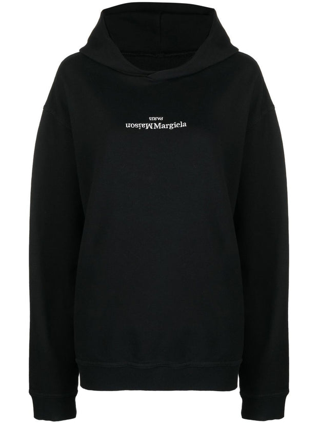 Maison Margiela Logo Cotton Hoodie - Black