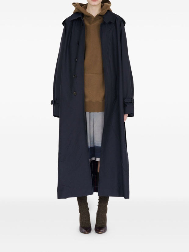 Maison Margiela Wool Blend Trench Coat - Blue