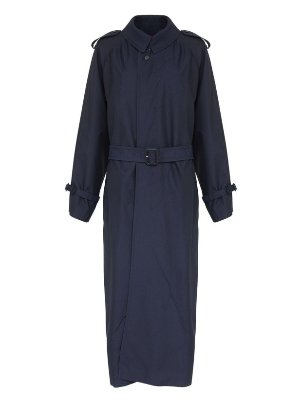Maison Margiela Wool Blend Trench Coat - Blue
