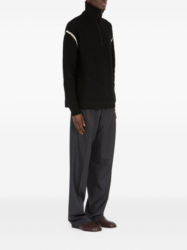 Maison Margiela Wool Zipped Sweater - Black