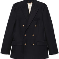 Golden Goose Wool Double-breasted Blazer Jacket - Blue