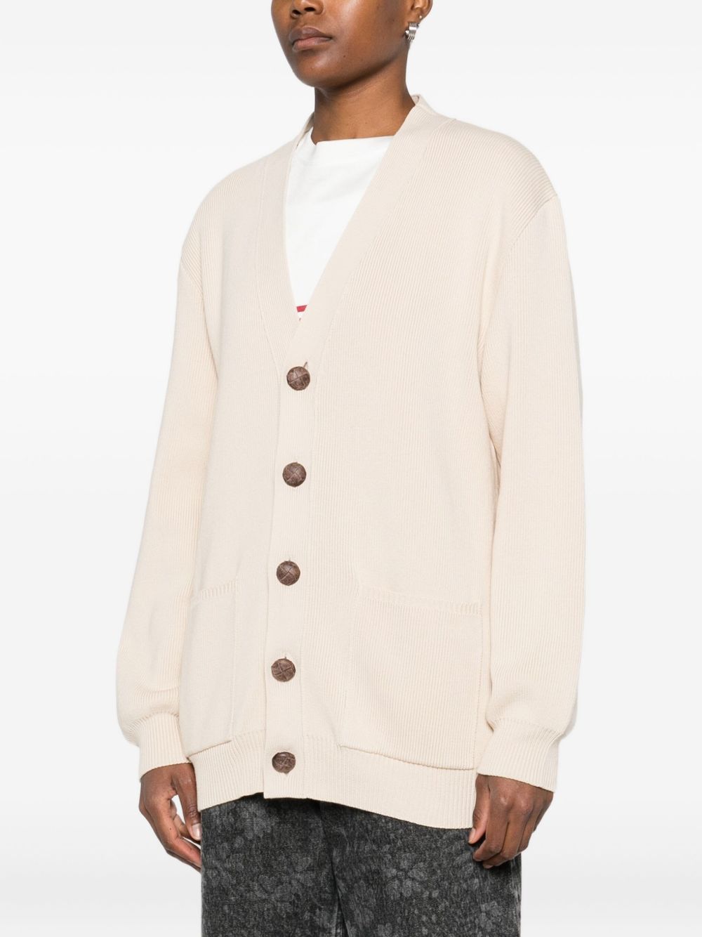Golden Goose Cotton V-necked Cardigan Beige