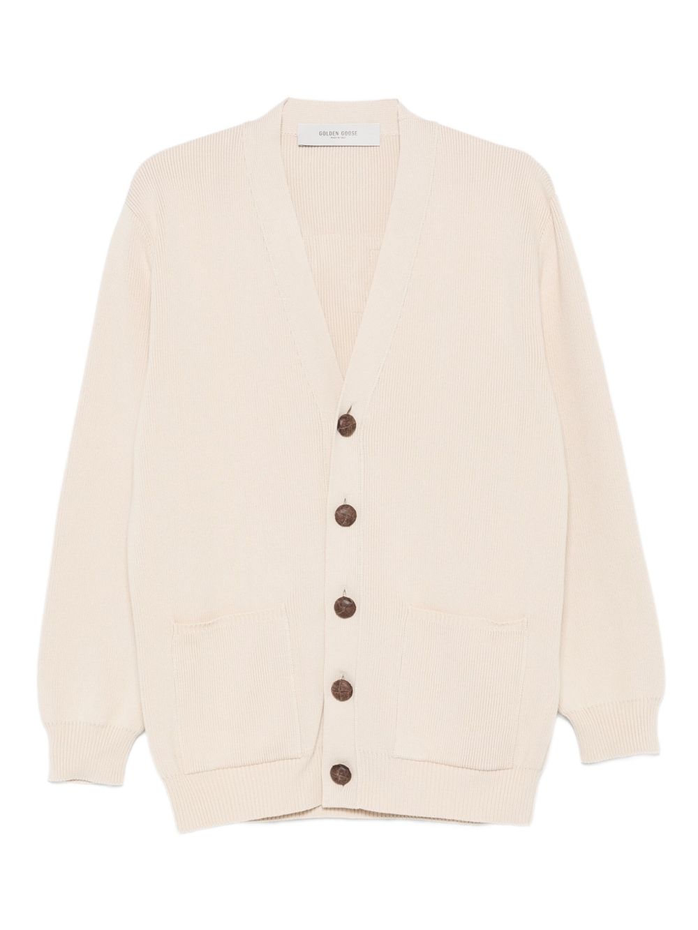 Golden Goose Cotton V-necked Cardigan Beige