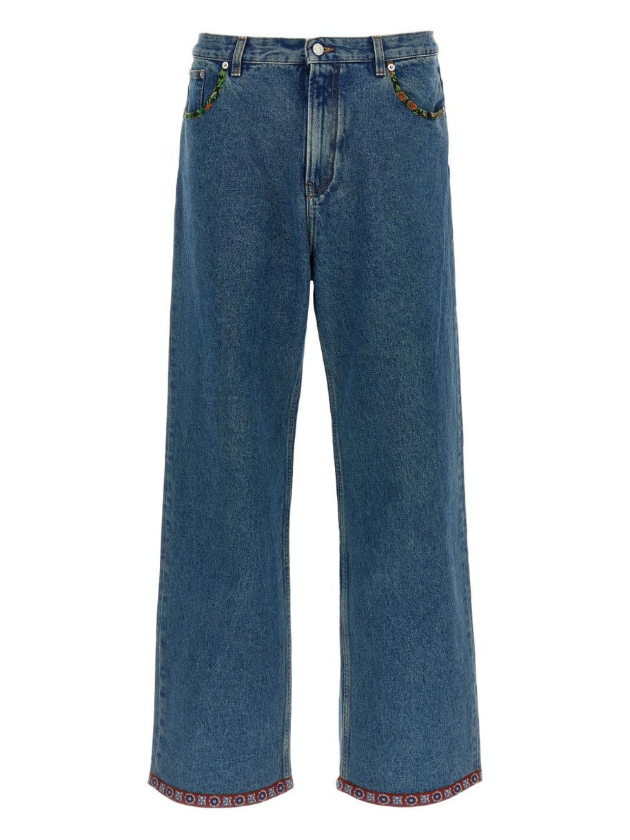 Valentino Embroidered Jeans - Blue