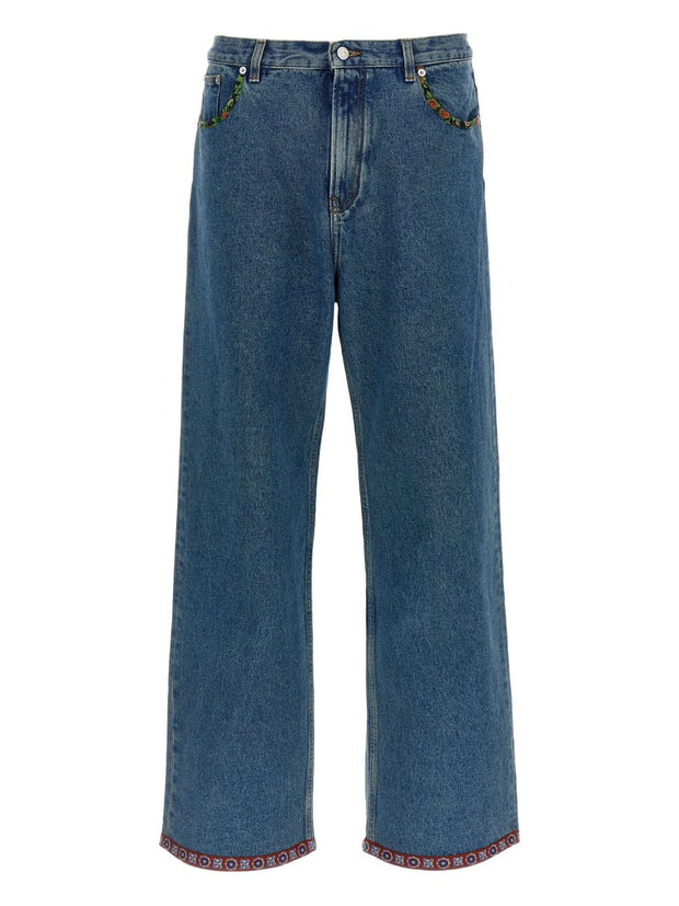 Valentino Embroidered Jeans - Blue