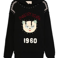 Valentino Embroidered Cotton Hoodie - Black