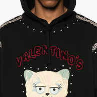 Valentino Embroidered Cotton Hoodie - Black