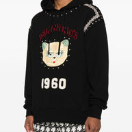 Valentino Embroidered Cotton Hoodie - Black