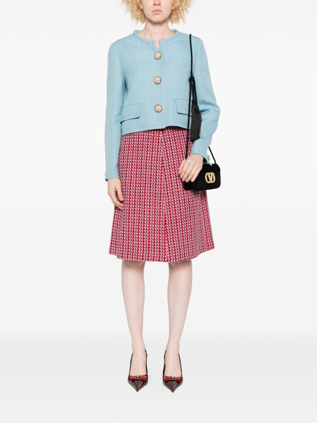Valentino Short Collarless Jacket - Clear Blue