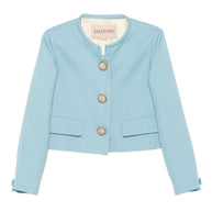 Valentino Short Collarless Jacket - Clear Blue