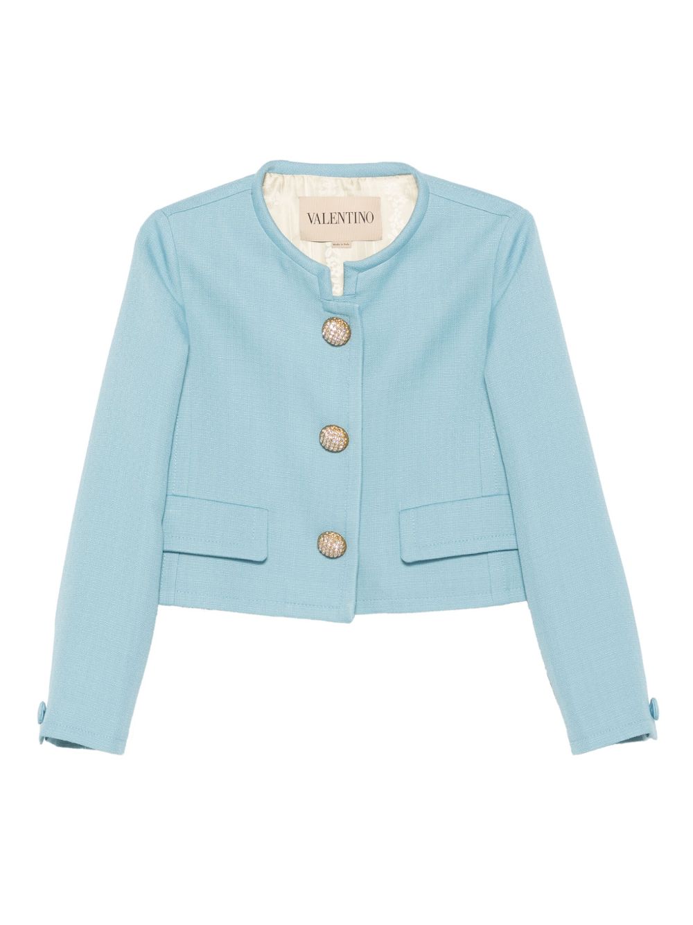 Valentino Short Collarless Jacket - Clear Blue
