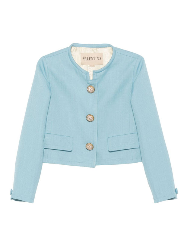 Valentino Short Collarless Jacket - Clear Blue