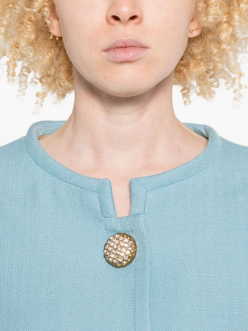 Valentino Short Collarless Jacket - Clear Blue