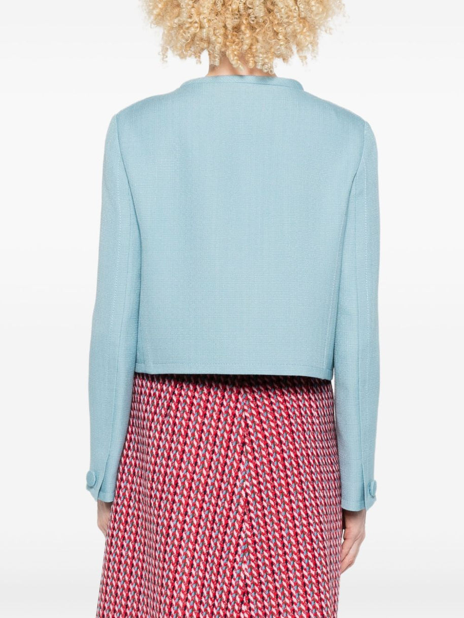 Valentino Short Collarless Jacket - Clear Blue