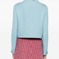Valentino Short Collarless Jacket - Clear Blue