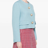 Valentino Short Collarless Jacket - Clear Blue