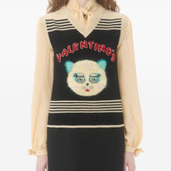Valentino Le Chat De La Maison Wool Vest - Black