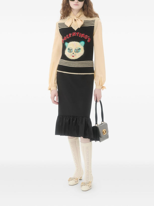 Valentino Le Chat De La Maison Wool Vest - Black