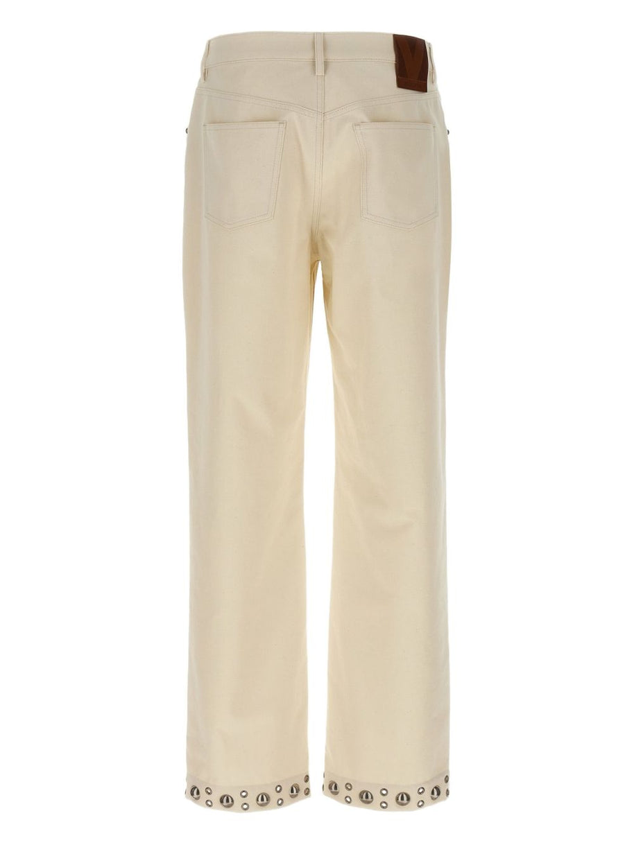 Valentino Cotton Studded Trousers - White