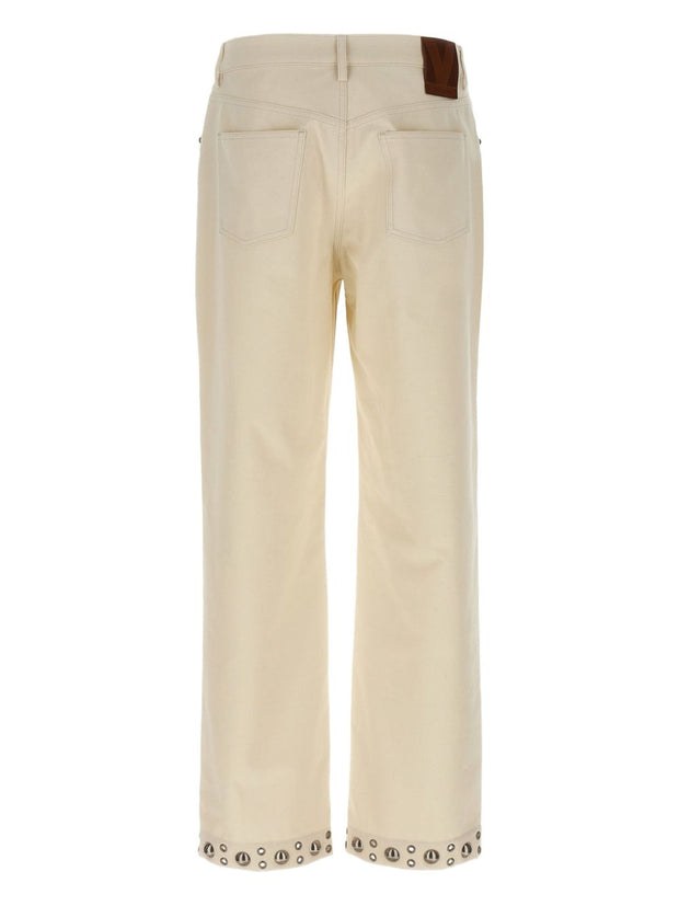 Valentino Cotton Studded Trousers - White