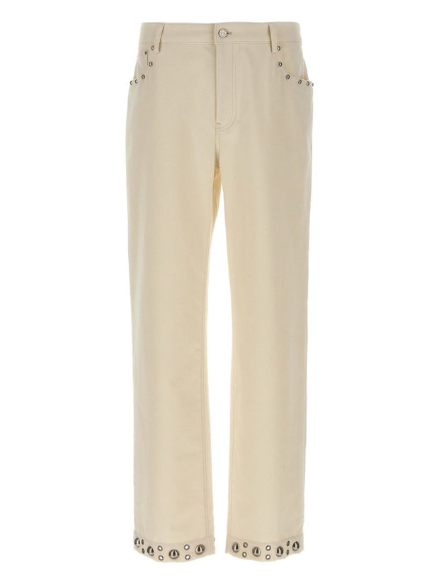 Valentino Cotton Studded Trousers - White